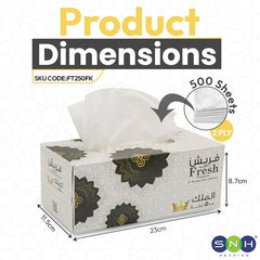 Fresh King Facial Tissue 500 Sheets 2 Ply Soft Strong 5 Boxes - SNH Packing
