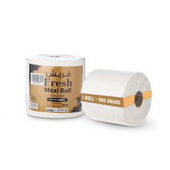 Two toilet paper rolls with labels on a white background