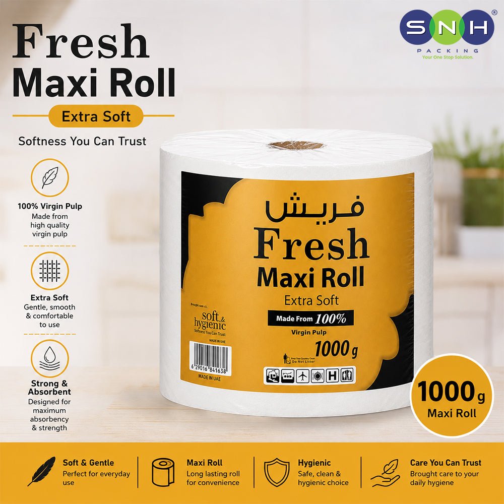 Fresh Maxi Roll 2 Ply Embossed Tissue 600G to 1KG Soft Absorbent - SNH Packing