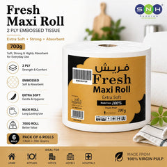 Fresh Maxi Roll 2 Ply Embossed Tissue 600G to 1KG Soft Absorbent - SNH Packing