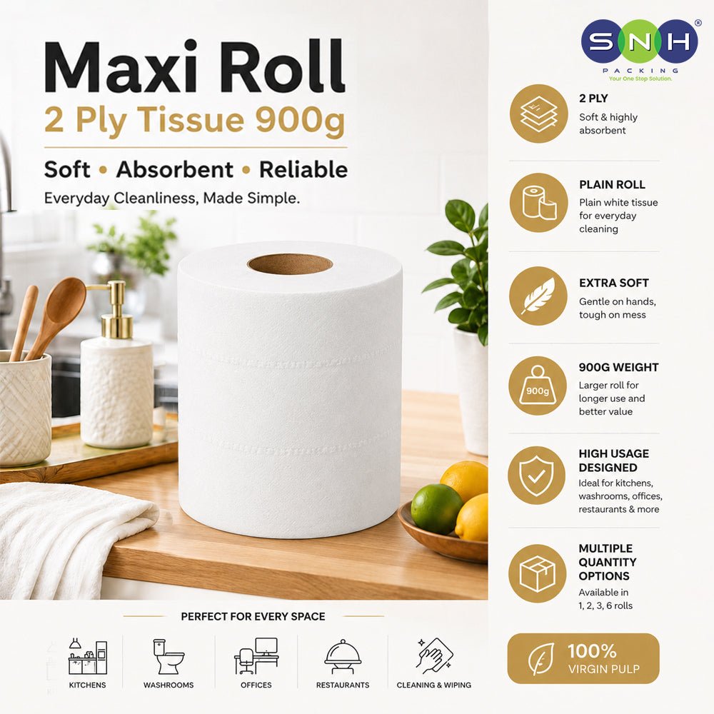 Fresh Maxi Roll 2 Ply Embossed Tissue 600G to 1KG Soft Absorbent - SNH Packing