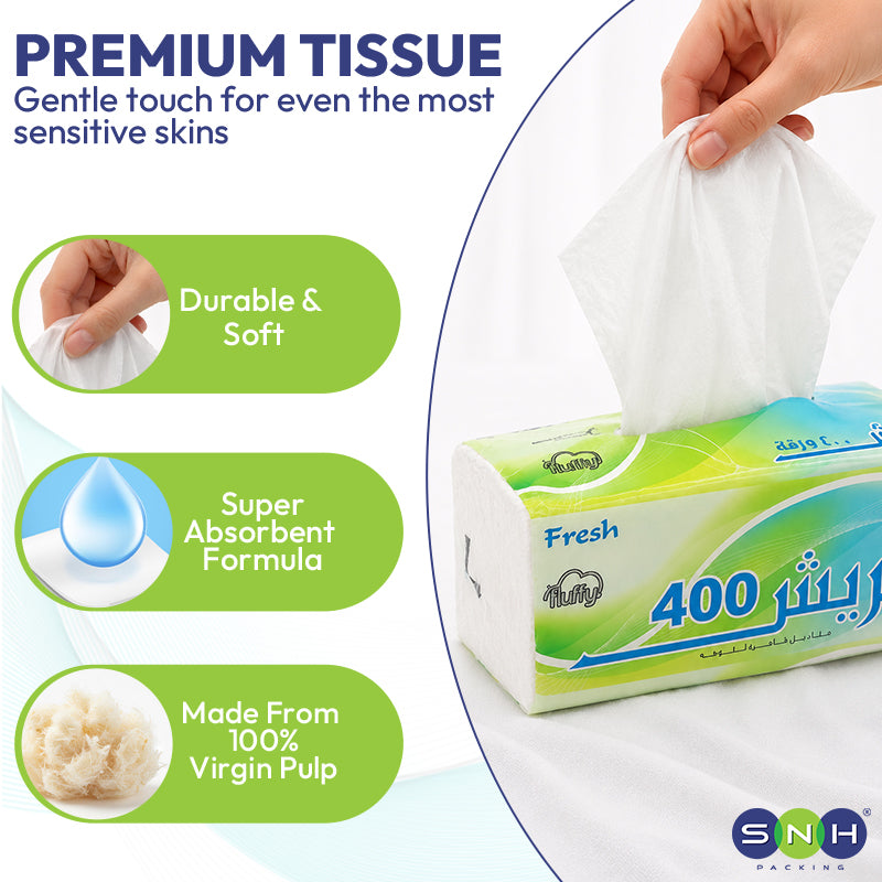 SNH Fresh nylon tissue 400 sheets hygiene tissue pack UAE