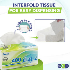 SNH Fresh nylon tissue 400 sheets household tissue paper UAE
