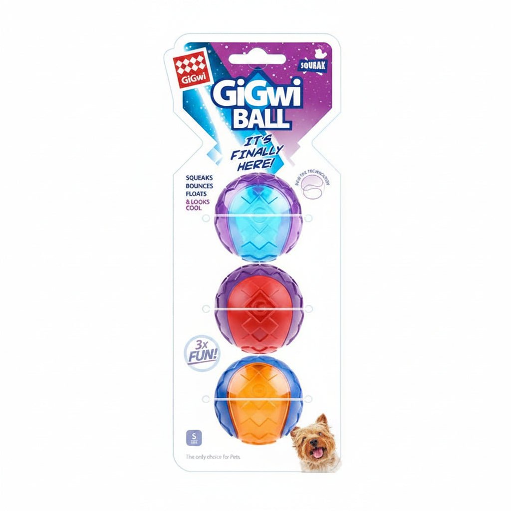 Gigwi Ball Small 3pack Squeaker – Solid Transparent - SNH Packing