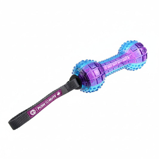 GiGwi Dumbell â€˜Push To Muteâ€™ Transparent â€“ Purple / Blue - SNH Packing