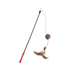 Gigwi Feather Teaser with Natural Plush Tail and TPR Handle (Red) - SNH Packing