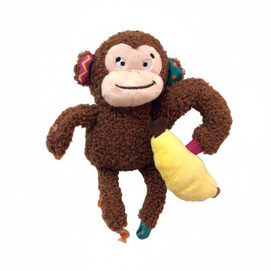 GIGWI Plush Friendz Monkey with Squeaker and Crinkle S/M - SNH Packing