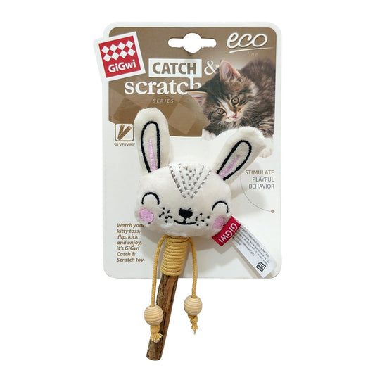 Gigwi Rabbit Catch & Scratch Eco line with Slivervine Leaves and Stick - SNH Packing