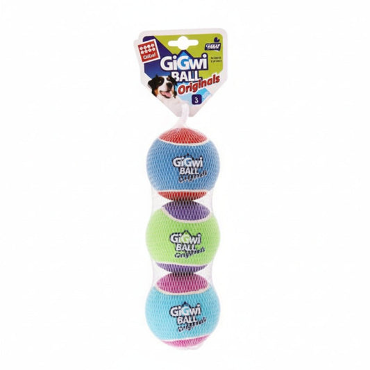 GIGWI Tennis Ball 3pcs with Different Colour in 1 pack (Large) - SNH Packing