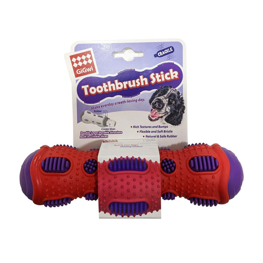 GiGwi Toothbrush Stick Rubber Dental Chew with Crackle Sound - SNH Packing