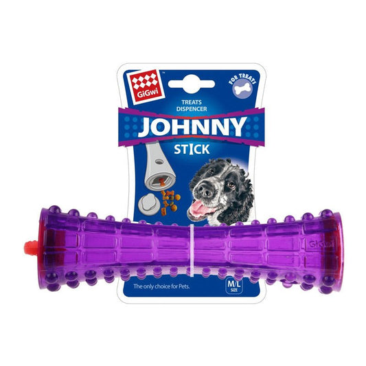 GIGWI Treat Dispenser Johnny Stick Durable TPR Transparent Purple - SNH Packing