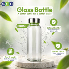 Glass Bottle 300ML Clear Round with Lid Reusable - SNH Packing