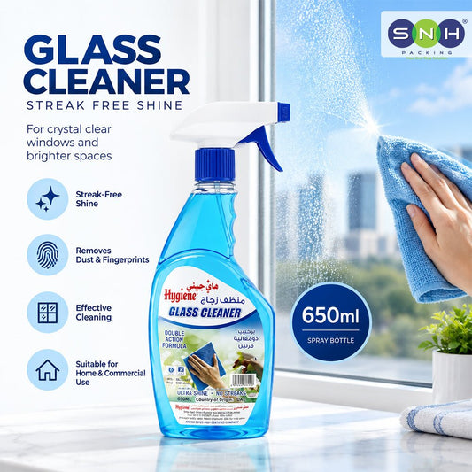 Glass Cleaner Spray 650ml Streak Free Shine Blue - SNH Packing