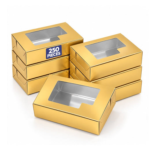 Gold Bakery Boxes 15 x 10cm 250 Pcs - Bulk Pack - SNH Packing