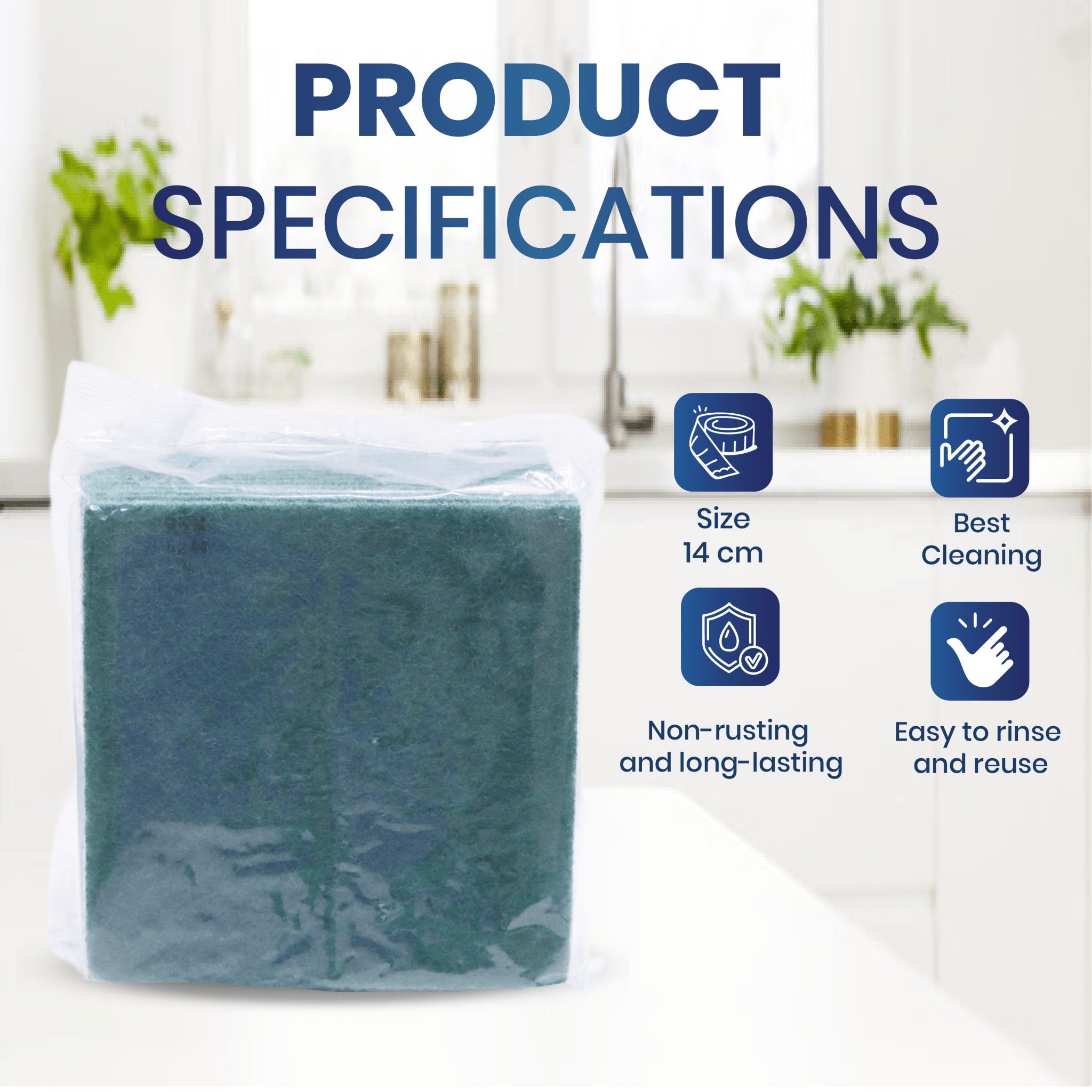 Green Scouring Pad – 14 cm Kitchen Scrub - SNH Packing