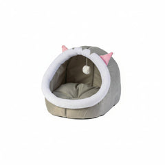 Grizzly Cat Cave Grey Plush + Cotton Grey Cat Bed - Large 45 x 45 x 40cm - SNH Packing
