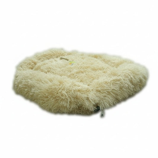 Grizzly Velor Round Plush Cream Dog Bed Small - 50 x 15cm - SNH Packing