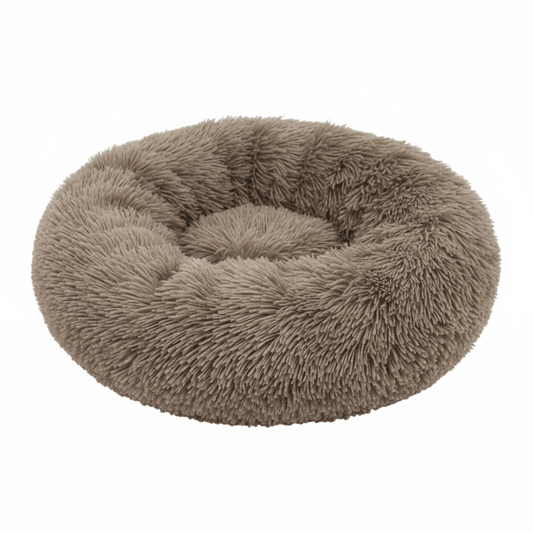 Grizzly Velor Round Plush Dark Beige Dog Bed Small - 50 x 15cm - SNH Packing