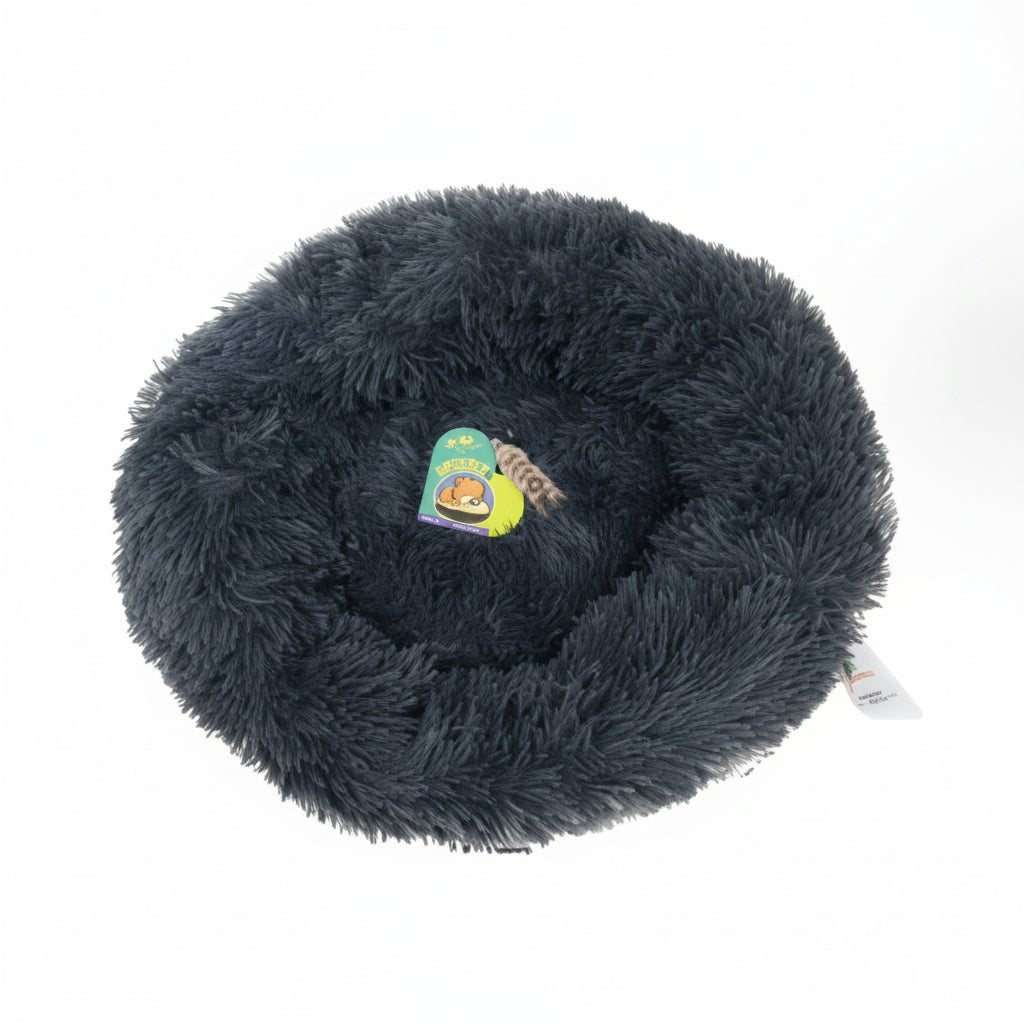 Grizzly Velor Round Plush Dark Grey Dog Bed Small - 50 x 15cm - SNH Packing