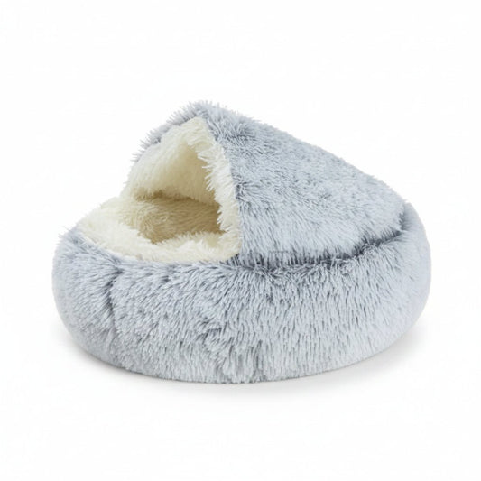 Grizzly Velor Round Plush Grey White Dog Bed Small - 50 x 15cm - SNH Packing