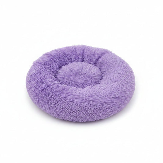 Grizzly Velor Round Plush Purple Dog Bed Small - 50 x 15cm - SNH Packing