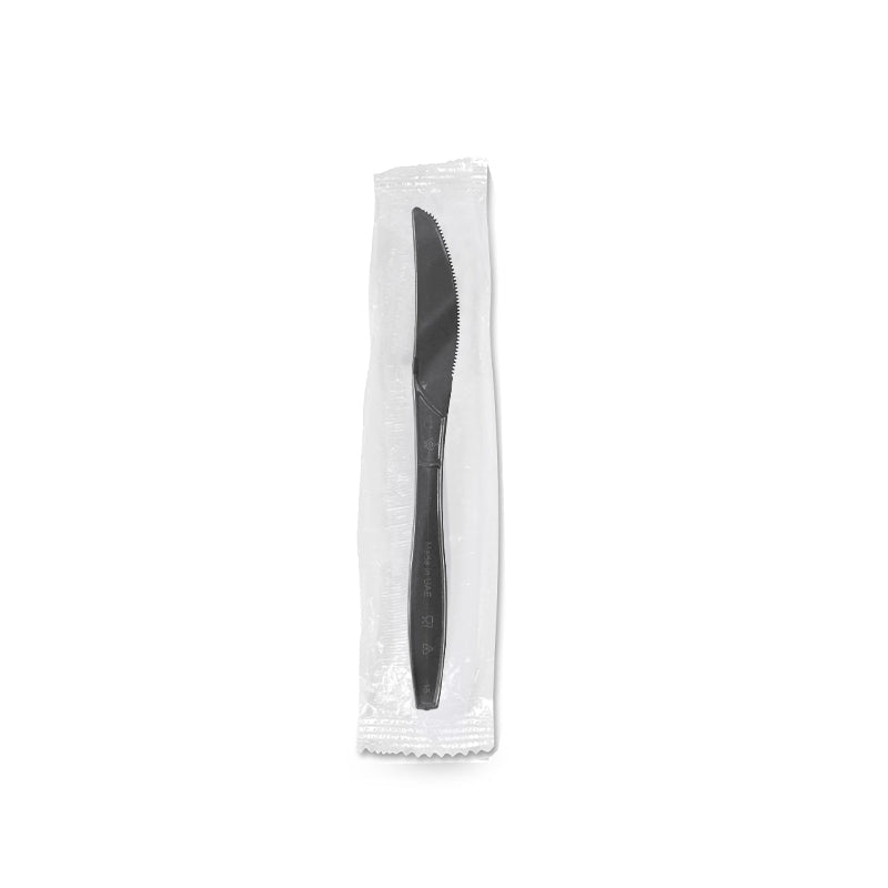 Heavy Duty Black Plastic Knives Individually Wrapped - SNH Packing