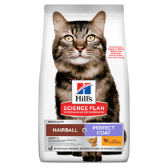 Hillâ€™s Science Plan Hairball & Perfect Coat Adult Dry Cat Food with Chicken (1.5kg) - SNH Packing