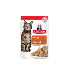 Hills Science Plan Adult Wet Cat Food Turkey Pouches (12x85g) - SNH Packing