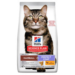 Hills Science Plan Hairball & Perfect Coat Adult Dry Cat Food with Chicken 1.5kg - SNH Packing