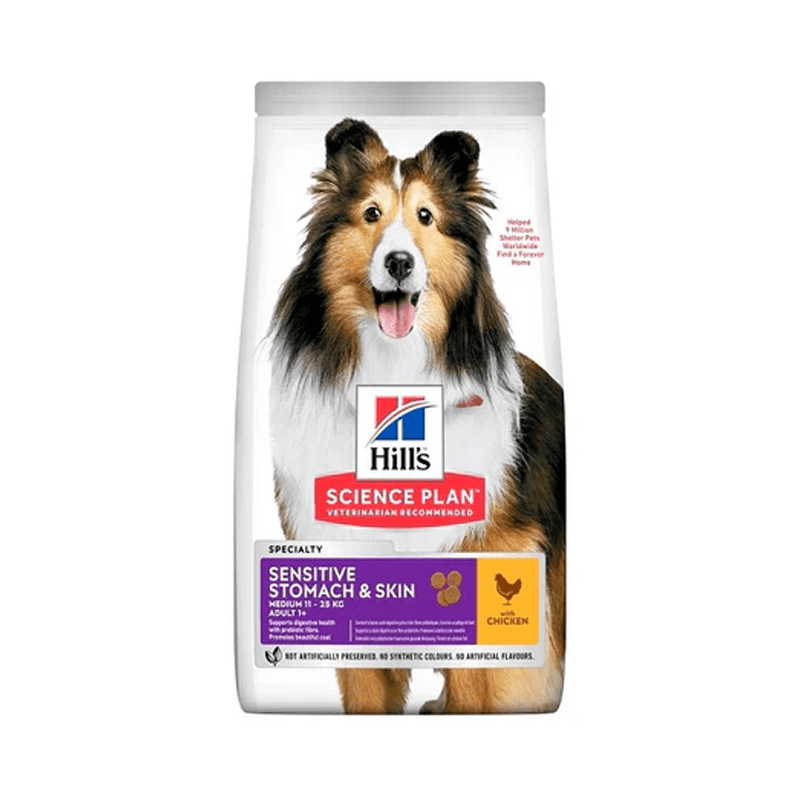 Hills Science Plan Sensitive Stomach & Skin Medium Adult Dog Food With Chicken 2.5KG - SNH Packing