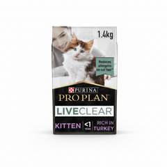 Purina Pro Plan LiveClear Kitten, Allergen Reducing Dry Cat Food with Turkey 1.4 kg