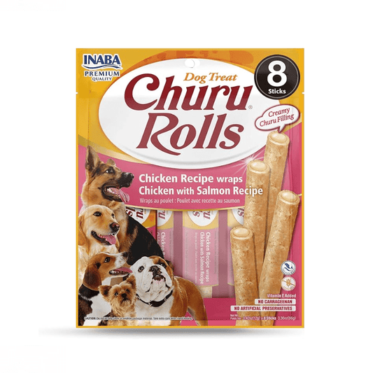 INABA Churu Rolls chicken recipe wraps chicken with salmon recipe 96g/8 packs per pack - SNH Packing