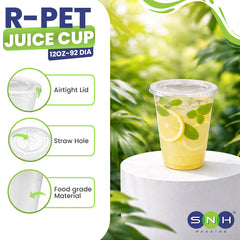 RPET Cups With Lid - Disposable Cold Drink Cups