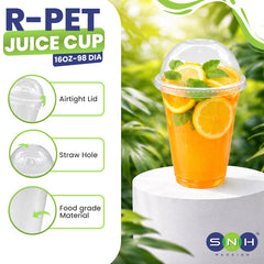 RPET Cups With Lid - Disposable Cold Drink Cups