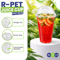RPET Cups With Lid - Disposable Cold Drink Cups