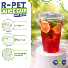 RPET Cups With Lid - Disposable Cold Drink Cups