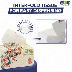 Al Fajr Nylon Tissue 300x2PLY (Total 600 Sheets)  5BXS PKT