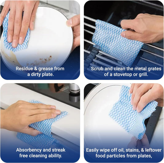 J Cloth Roll Blue 30x33cm 50 Pieces Reusable Cleaning Cloth - SNH Packing