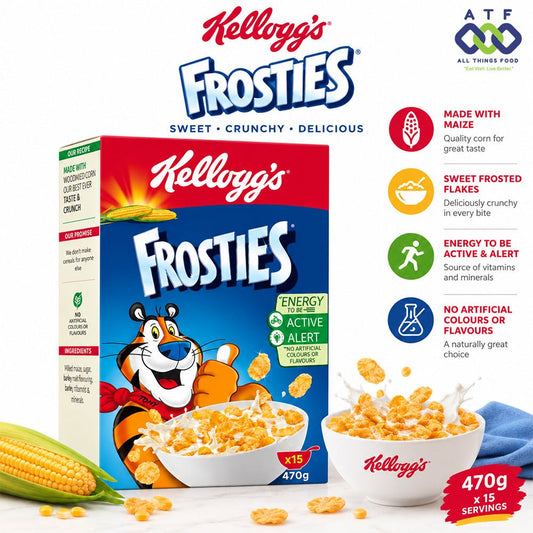 Kellogg's Frosties 470G Sweet Frosted Corn Flakes Cereal - SNH Packing