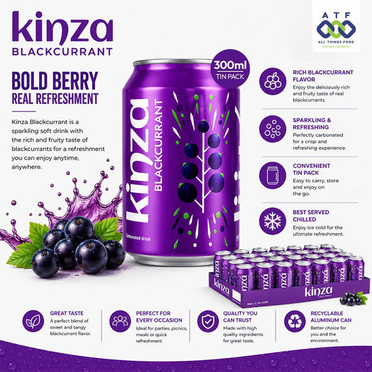 Kinza Blackcurrant Drink 300ml x 24 Fruity Fresh Soft Drink - SNH Packing