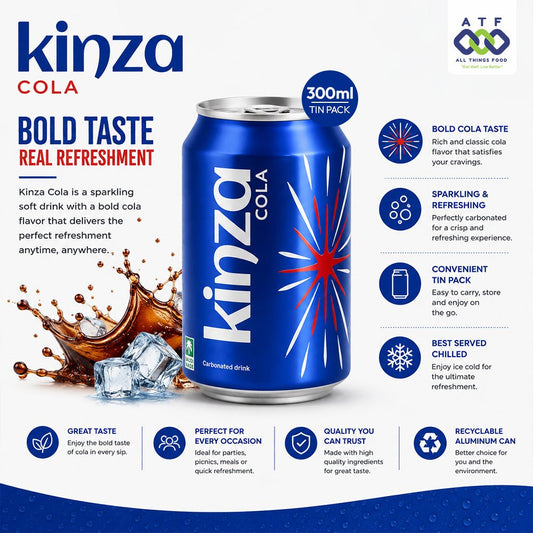 Kinza Cola Soft Drink Tin 300ml x 24 Classic Fizzy Taste - SNH Packing