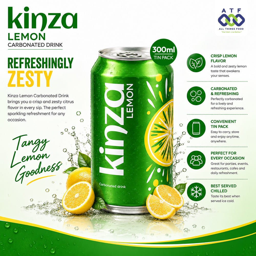 Kinza Lemon Carbonated Drink 300ml x 24 Cans Revitalizing Soda - SNH Packing