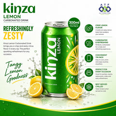Kinza Lemon Carbonated Drink 300ml x 24 Cans Revitalizing Soda - SNH Packing