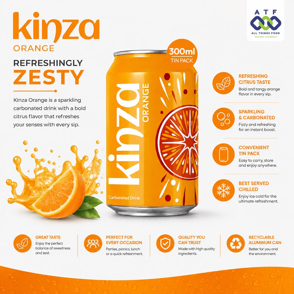 Kinza Orange-Flavored Drink 300ml 24 Tin Pack Citrus Drink - SNH Packing