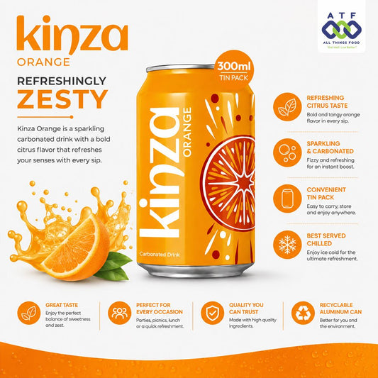 Kinza Orange-Flavored Drink 300ml 24 Tin Pack Citrus Drink - SNH Packing