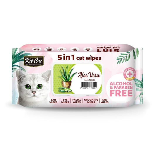 Kit Cat 5-in-1 Cat Wipes ALOE VERA Scented - SNH Packing
