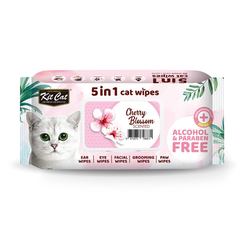 Kit Cat 5 in 1 Cat Wipes CHERRY BLOSSOM SCENTED - SNH Packing