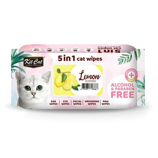 Kit Cat 5-in-1 Cat Wipes LEMON Scented - SNH Packing