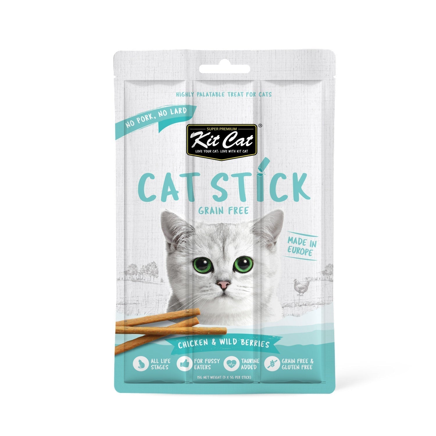 Kit Cat Grain Free Cat Stick Chicken & Wild Berries 15g - SNH Packing