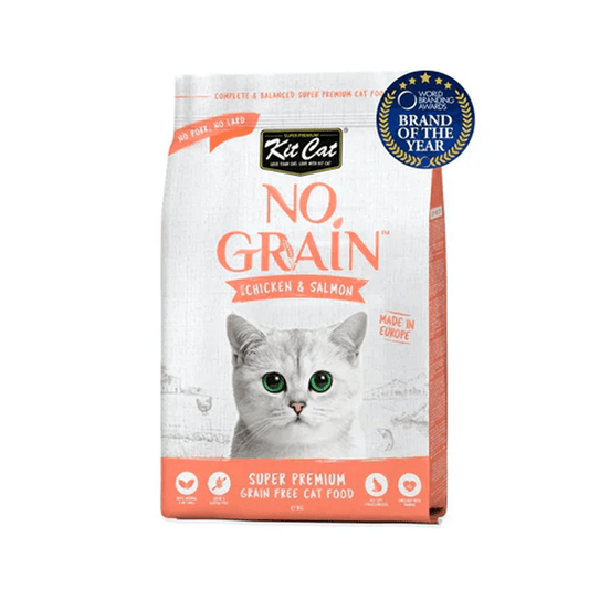 Kit Cat No Grain Chicken & Salmon Super Premium Cat Dry Food 1 KG - SNH Packing